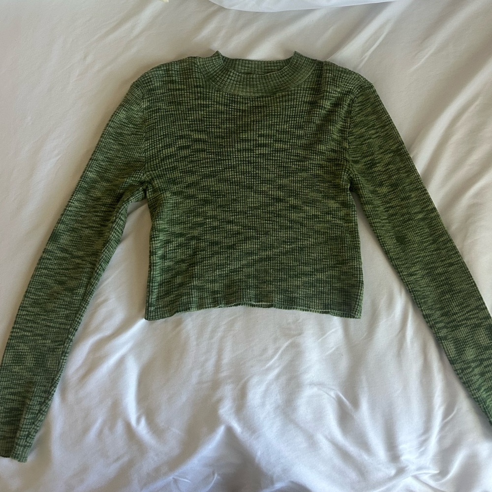 La Hearts Green Raglan Crop Hoodie